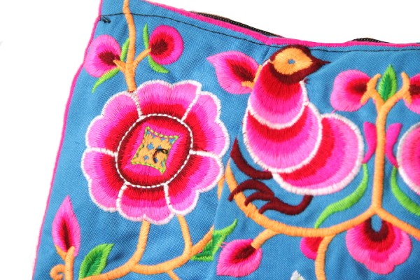 Bohemian designer handbag with hippie flowers