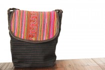 Petit sac cuir et toile fait main