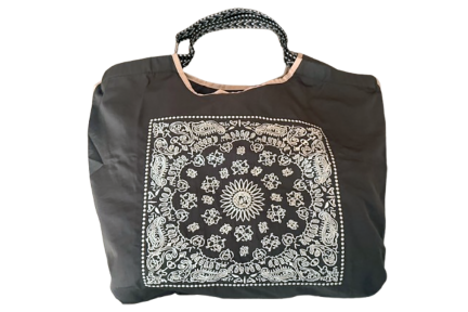 Cabas ethnique Yi Sac cabas femme noir et rose